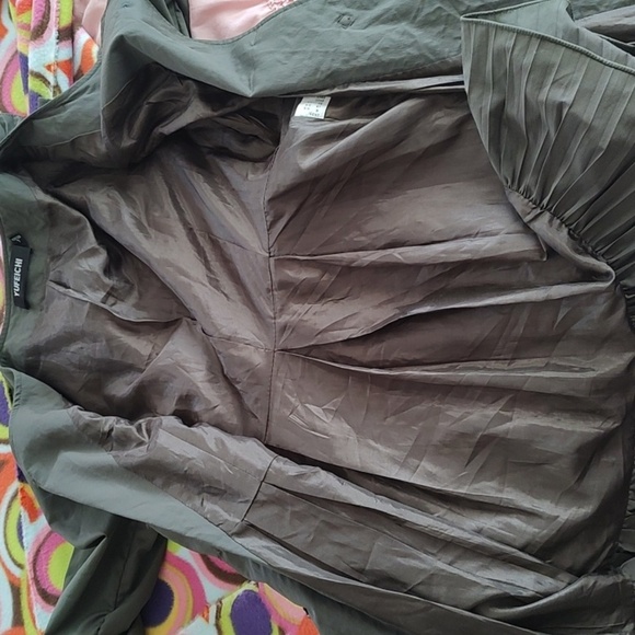 Olive Green Cotton Dress with Floral Detail Medium - Picture 14 of 16